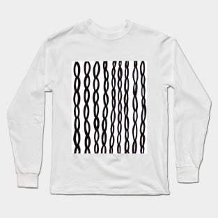 Abstract Black And White Swirling Chains Long Sleeve T-Shirt